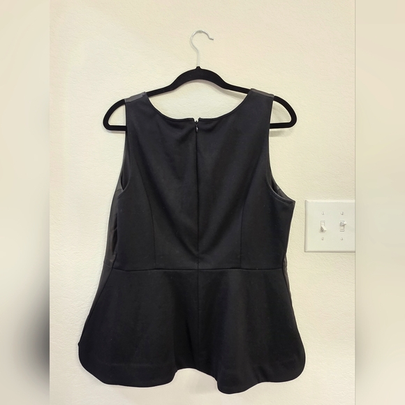 Lane Bryant Black Sleveless Faux Leather Peplum Embellished Top Size14 - Picture 8 of 13